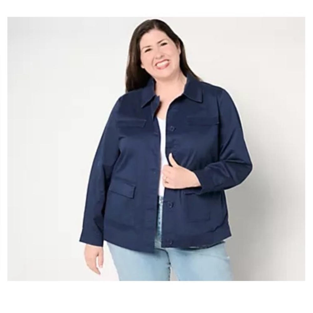 Denim&Co Women's Navy Button Down Shirt